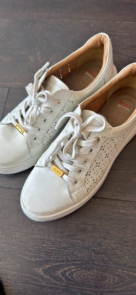 Bosi White Leather Perforated Sneakers