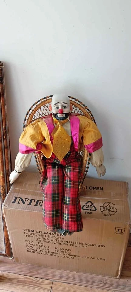 Emmett Kelly Clown Doll Vintage Rare As Is w Chair