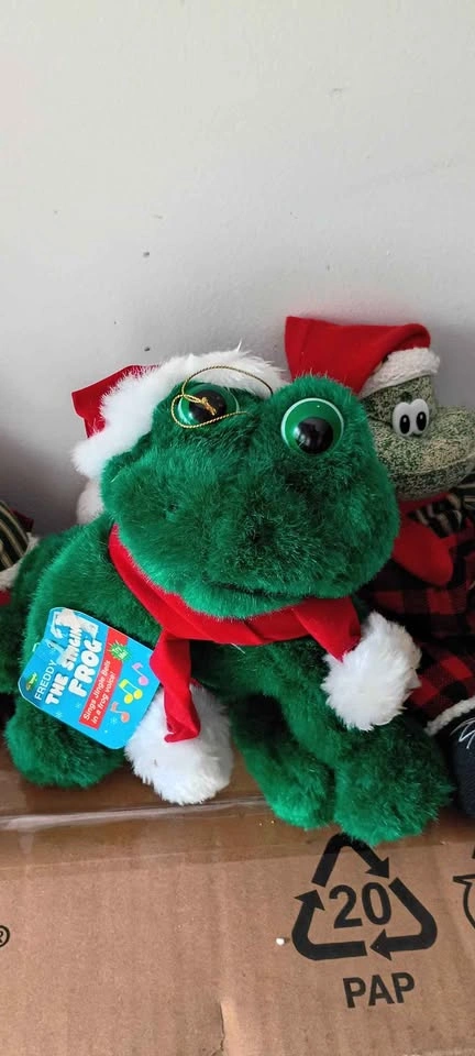 Frog Christmas Plush Decor Lot of 3 Sound Holiday - photo 3