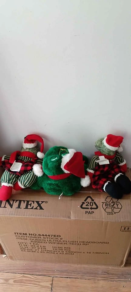 Frog Christmas Plush Decor Lot of 3 Sound Holiday - photo 5