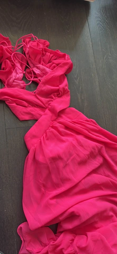 Hot Pink Ruffle Cutout Maxi Dress - photo 2
