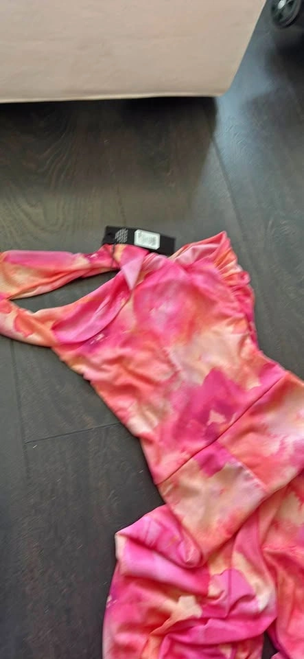 Fashion Nova Pink Floral Jumpsuit small