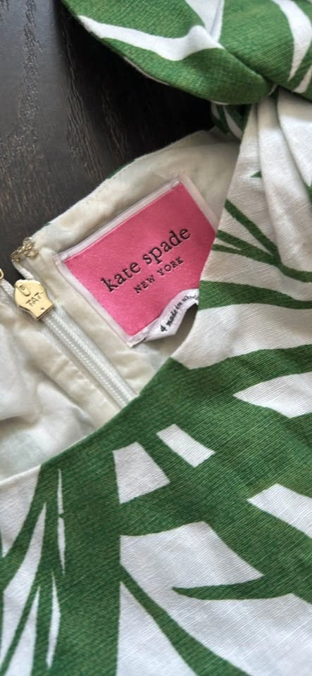 Kate Spade New York Palm Leaf Print Bow Shoulder Dress Size 4 - photo 3