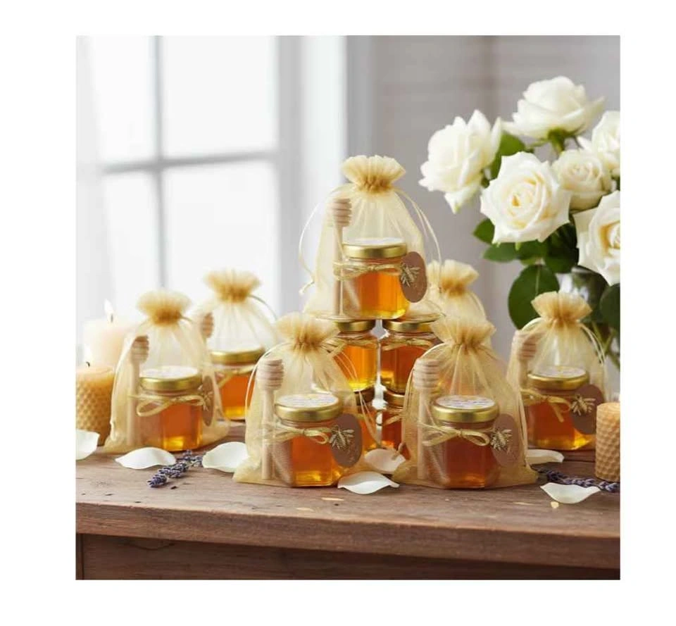 Mini 1.5oz Honey Jars with Dipper, Bee Charms, Ribbons, 60 Pack - photo 4