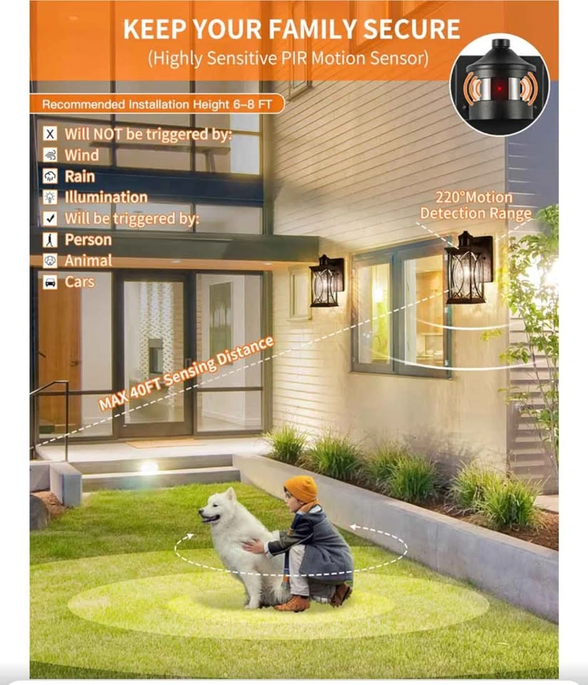 Motion Sensor Dusk to Dawn Outdoor Light Fixture with Dimmable B - photo 3