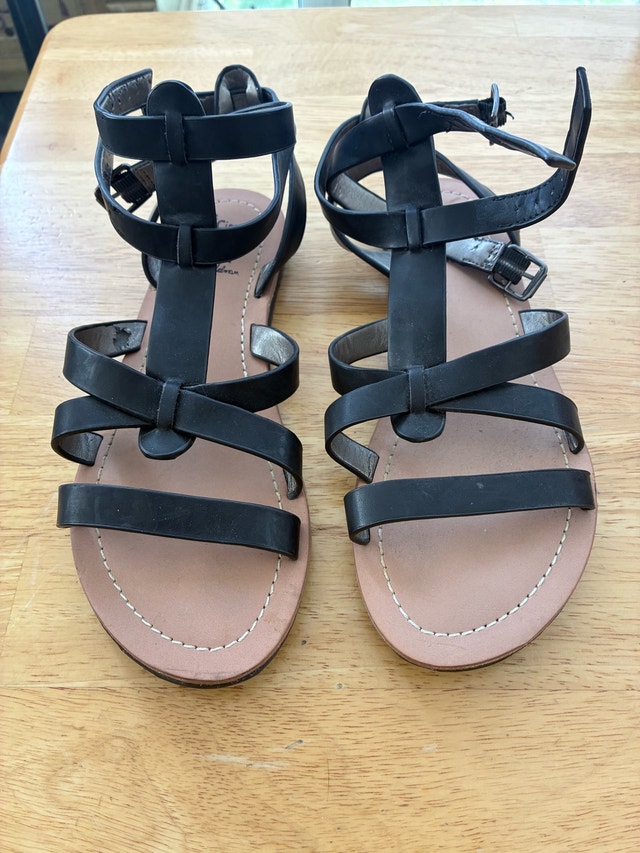 Women’s Leather Sandals, black