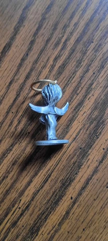 September Birthstone Pewter Angel Statue Mini Vintage - photo 2