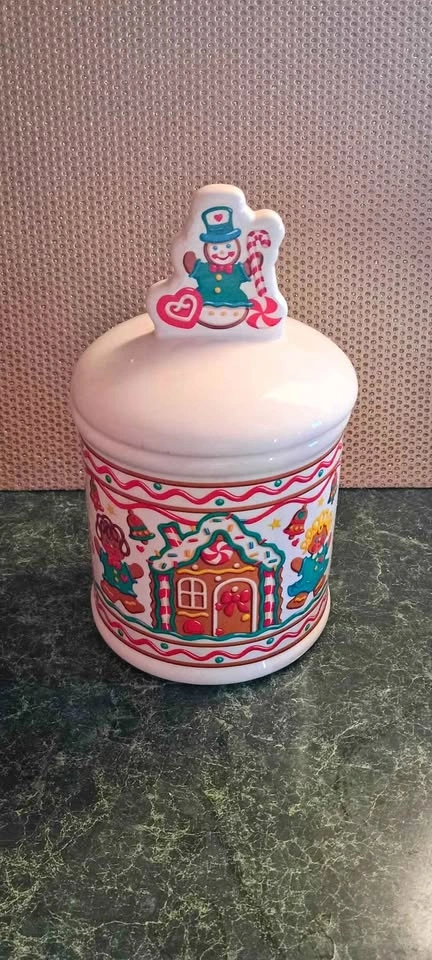 Vintage Gingerbread Cookie Jar Holiday Teleflora Brand 90s