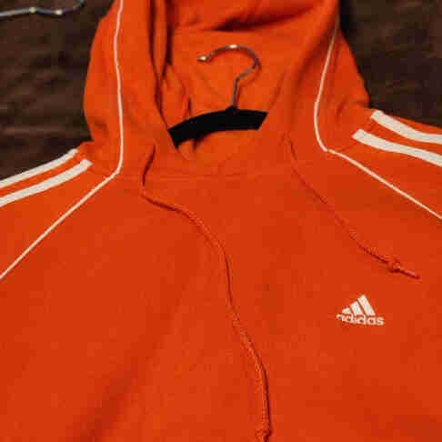 Vibrant Orange Adidas Pullover Hoodie L
