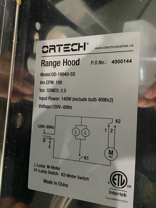 Ortech Range Hood - photo 3