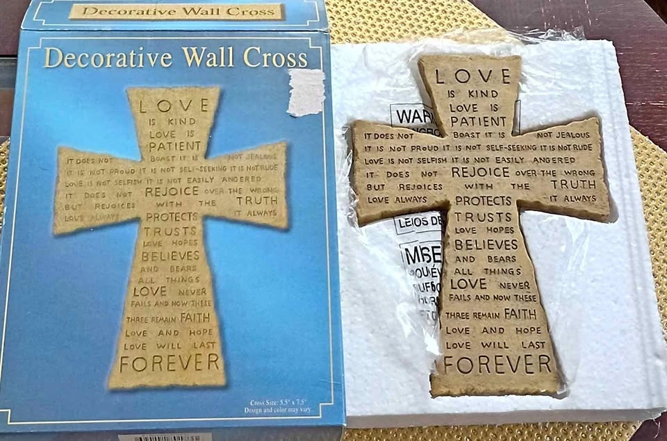 Wall Cross Resin New w Box
