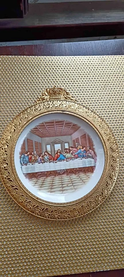 Vintage Last Supper Filigree Metal Plate Wall Hanging