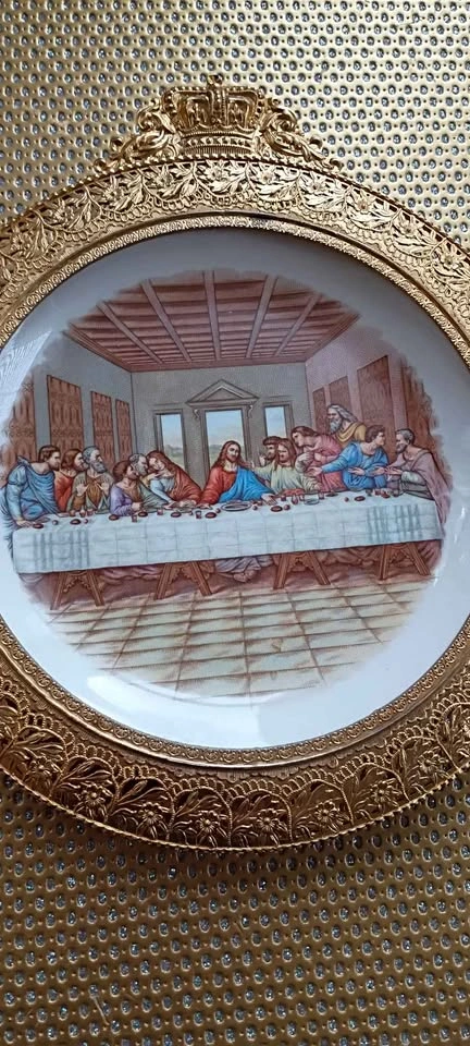 Vintage Last Supper Filigree Metal Plate Wall Hanging - photo 2