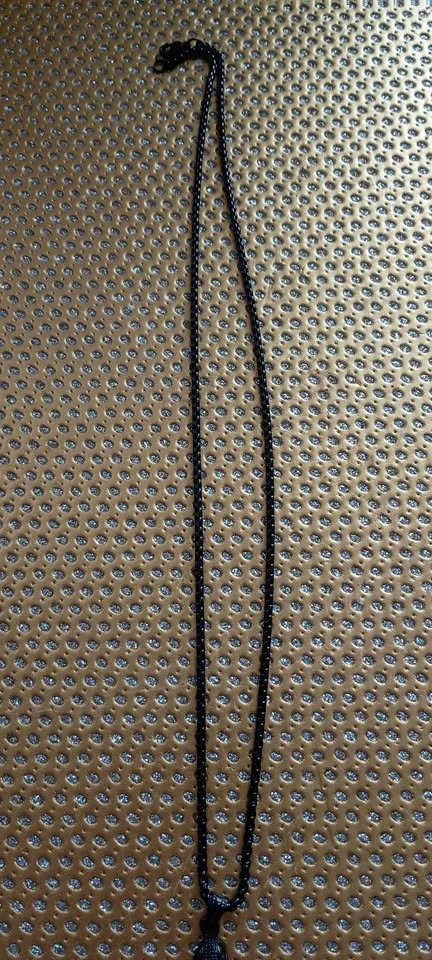 Snake Pendant w Rope Chain Rhinestone Stainless Steel Vintage - photo 3
