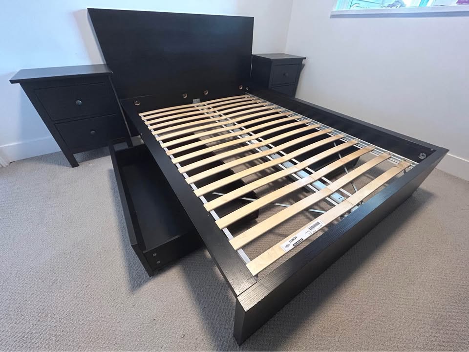 IKEA Full/Double Bed frame w/ side tables - photo 2