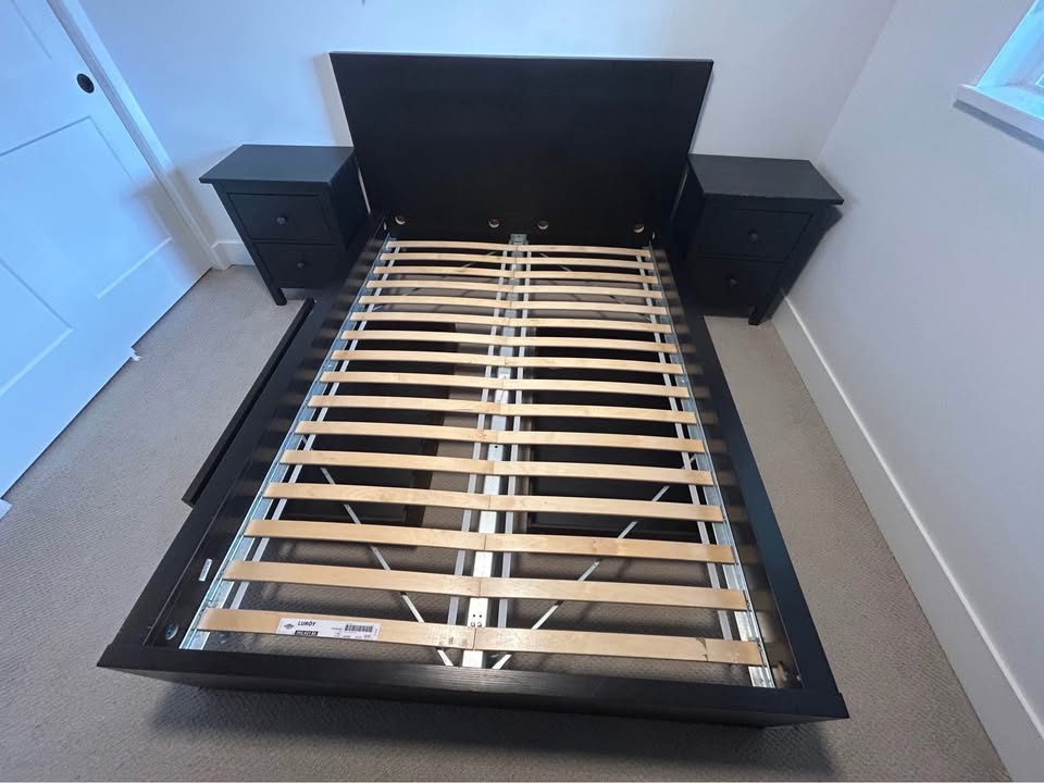 IKEA Full/Double Bed frame w/ side tables - photo 3