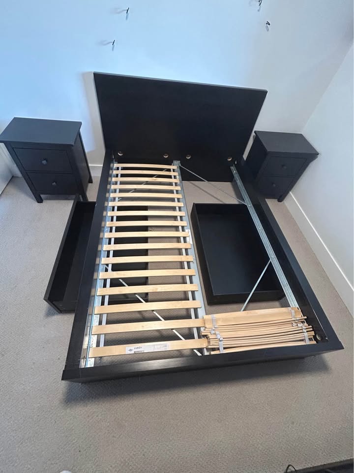 IKEA Full/Double Bed frame w/ side tables - photo 4