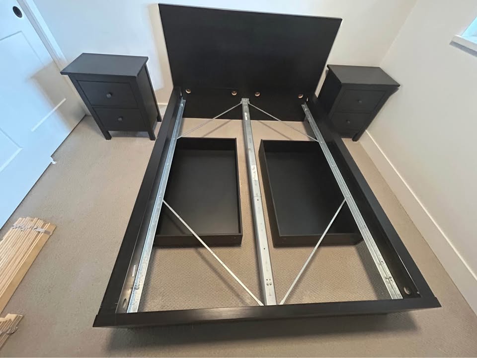 IKEA Full/Double Bed frame w/ side tables - photo 5