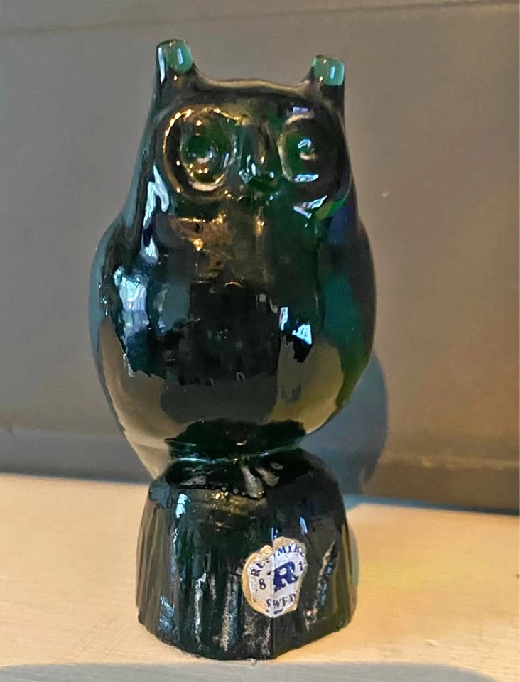 Vintage Reijmyre Swedish Glass Owl Figurine
