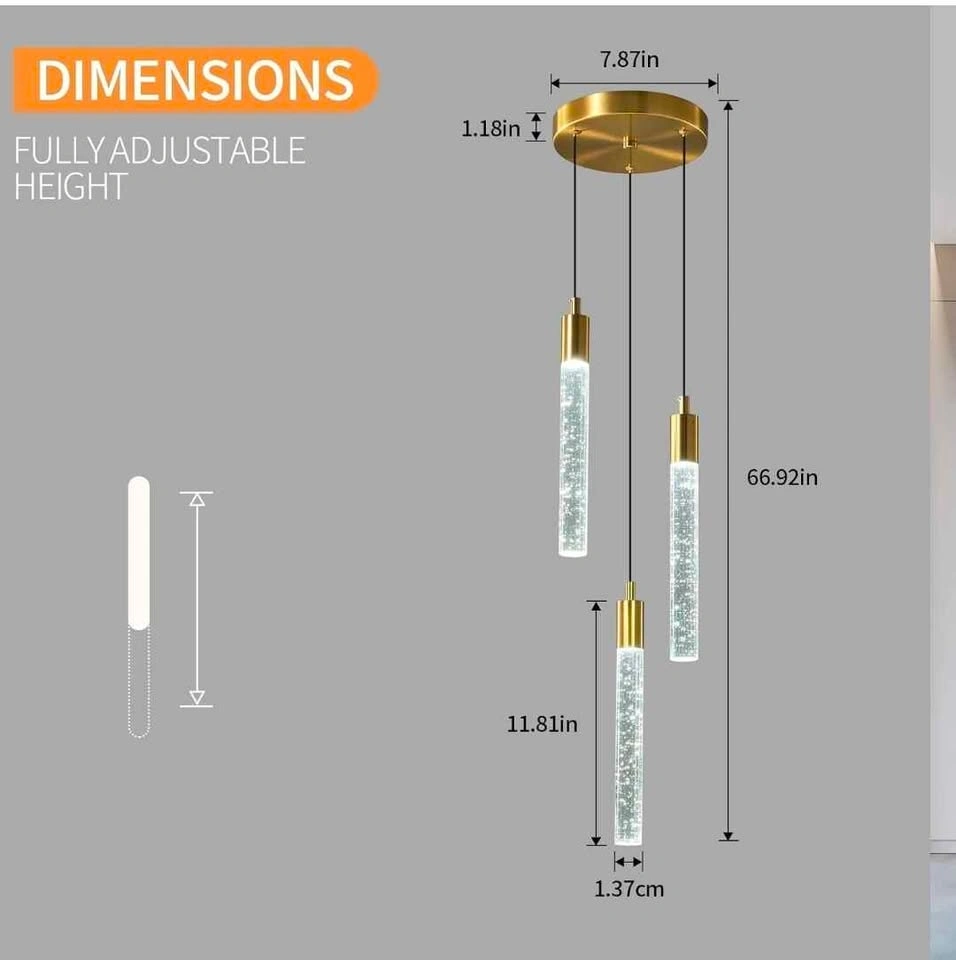 Modern Crystal 3-Light LED Pendant Chandelier - photo 3