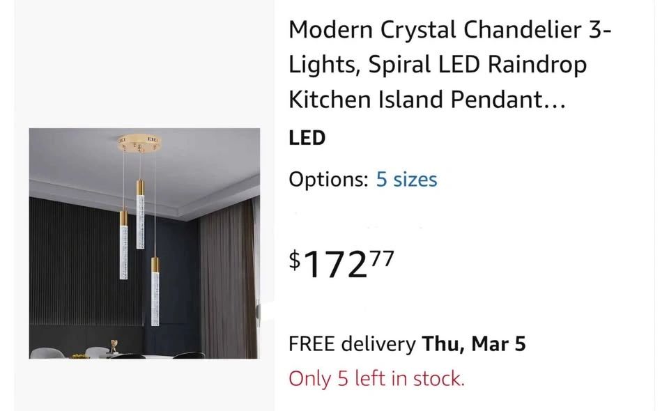 Modern Crystal 3-Light LED Pendant Chandelier - photo 4