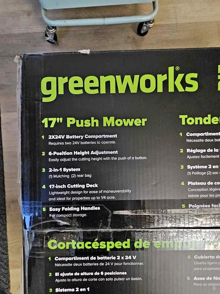 Brand new Greenworks 48V 17 inch Push Lawn Mower
