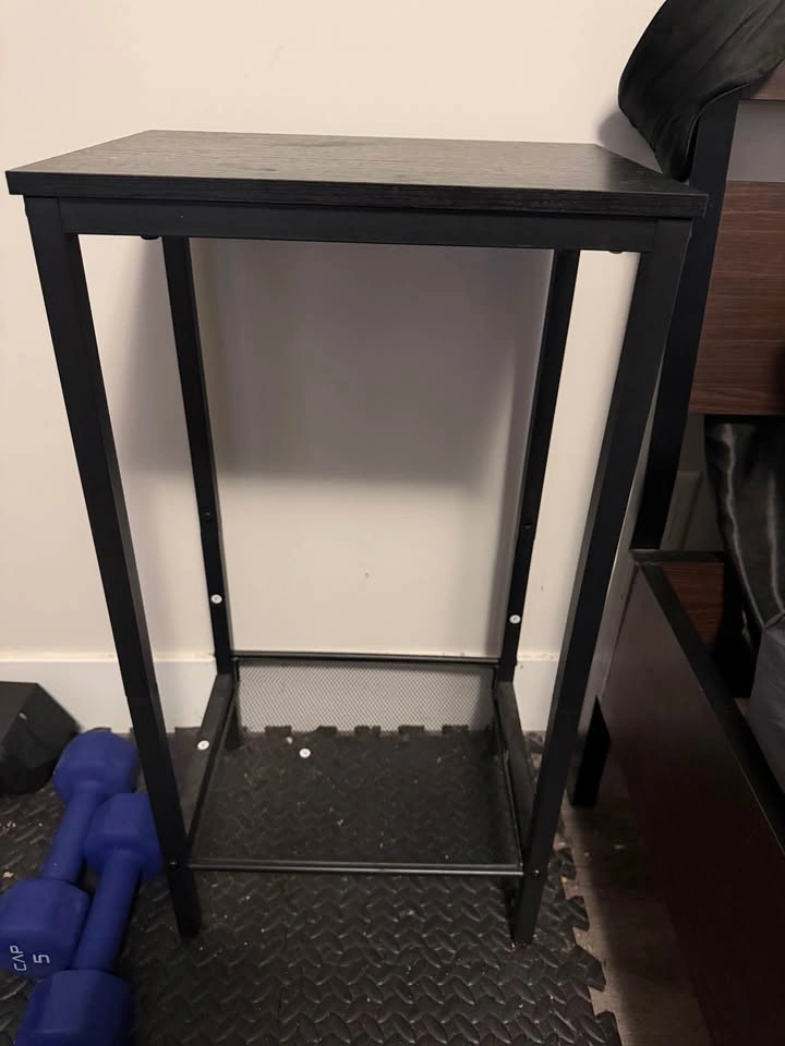Black Metal Side Table with Mesh Shelf - photo 2