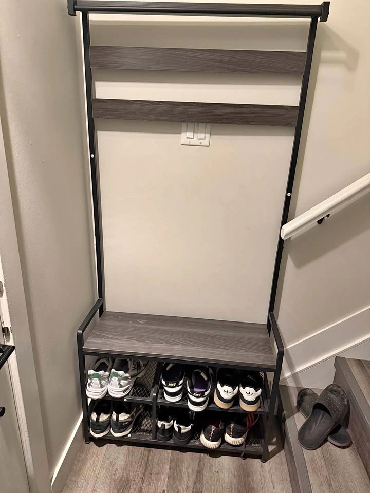 3-in-1 Hall Tree with Coat Rack and Shoe Rack