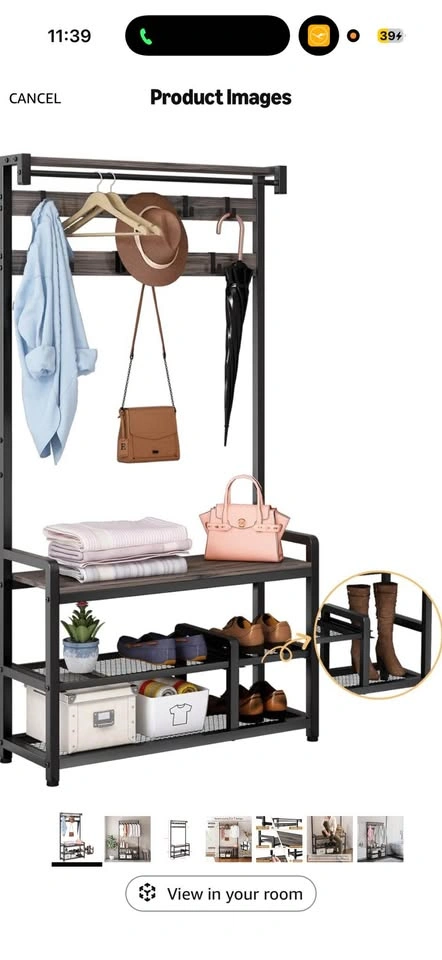 3-in-1 Hall Tree with Coat Rack and Shoe Rack - photo 4