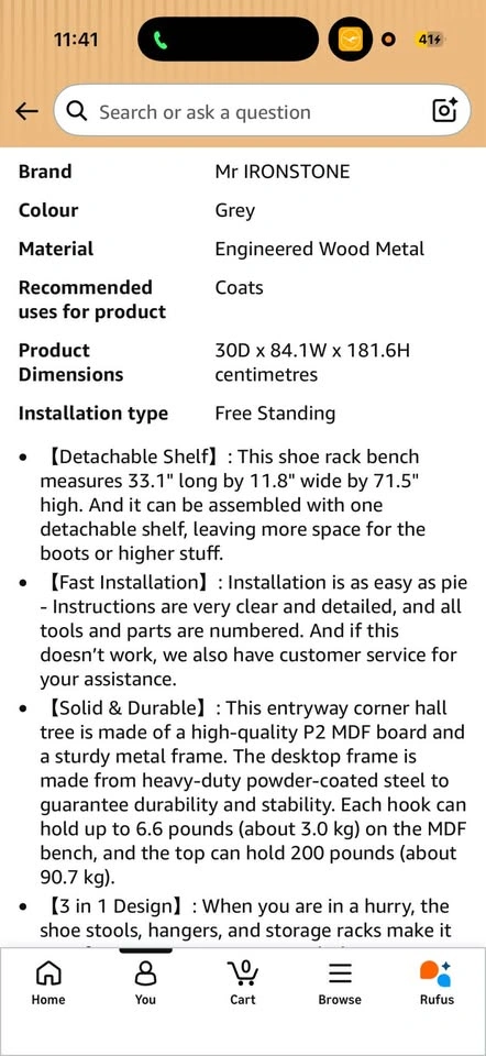 3-in-1 Hall Tree with Coat Rack and Shoe Rack - photo 5