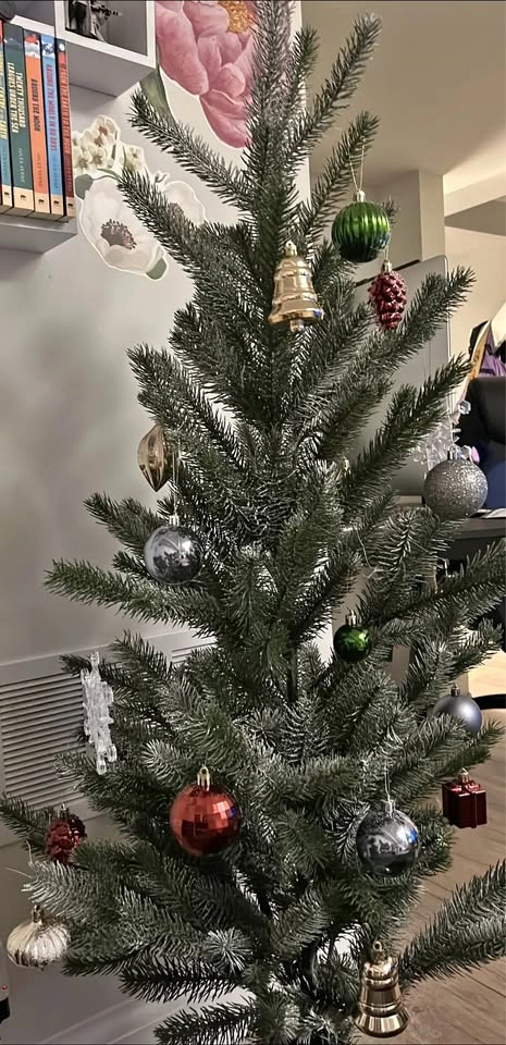 Ikea Artificial Christmas Tree with Ornaments, Lights