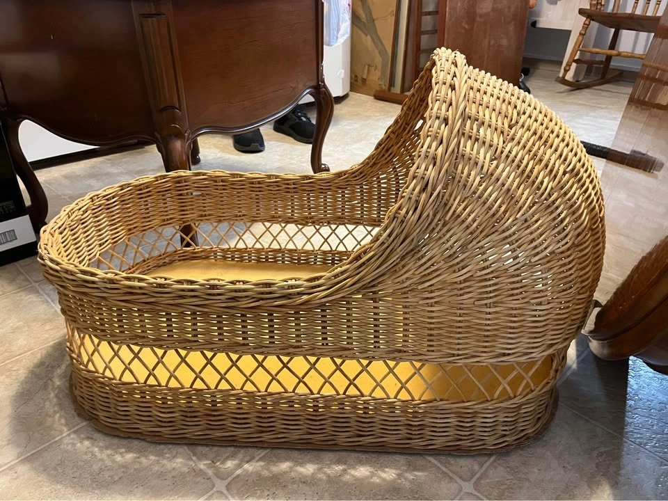 Vintage baby wicker bassinet