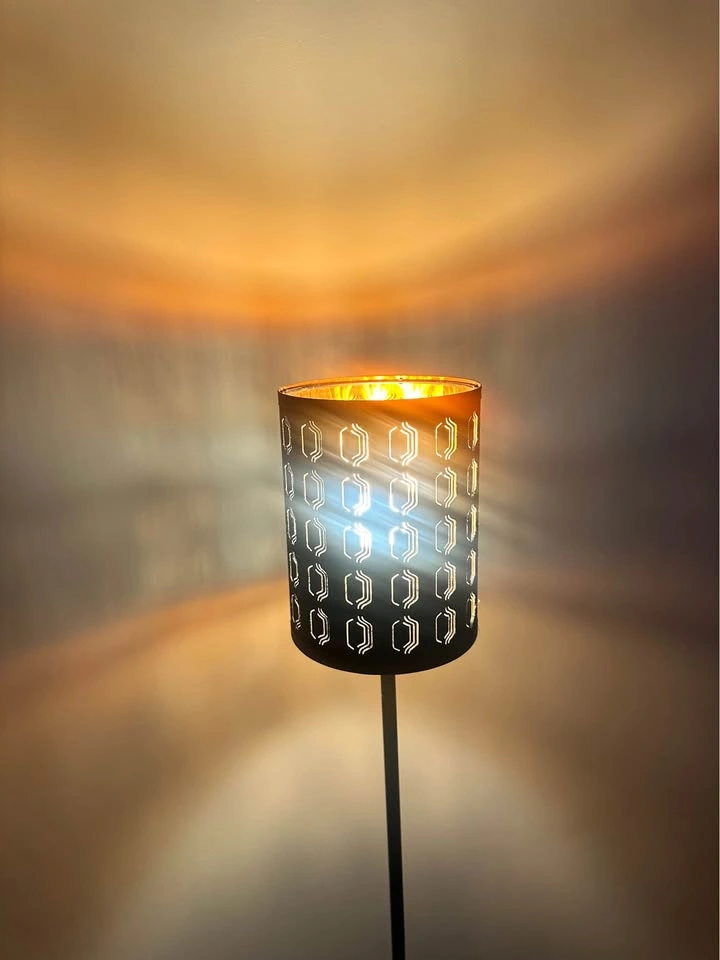Black Floor Lamp with Geometric Cutout Shade - photo 2