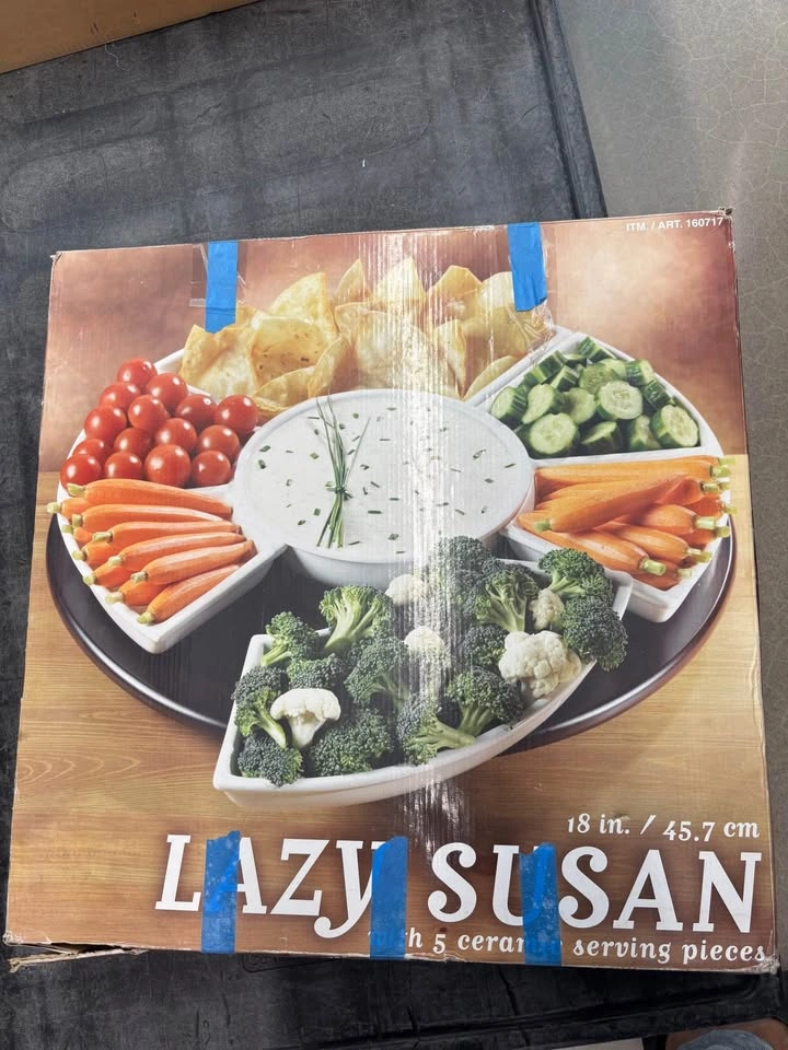 18” Lazy Susan with 5 ceramic plates