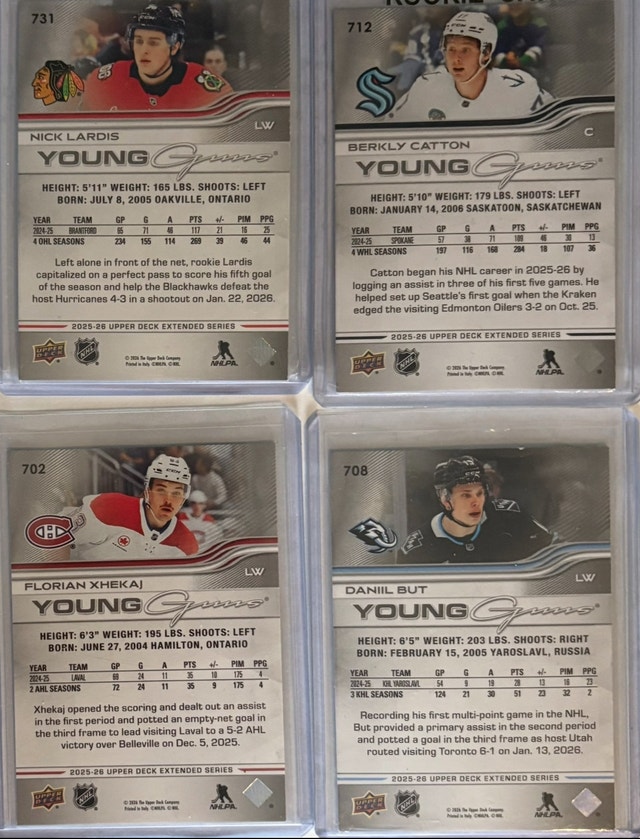 Lot of 4 YGs-Lardis, Catton, Xhekja, But 2025-26 UD Ext. Series - photo 2