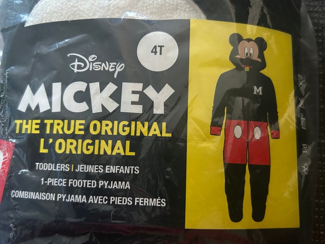 Brand New Disney Mickey Mouse 1-Piece Footed Onesie Pyjamas