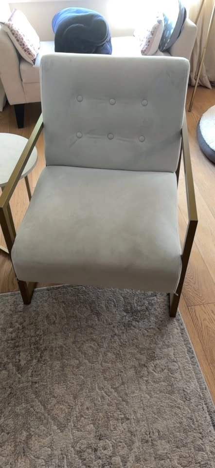 2 x Light blue Armchair with Gold Metal Frame - photo 2