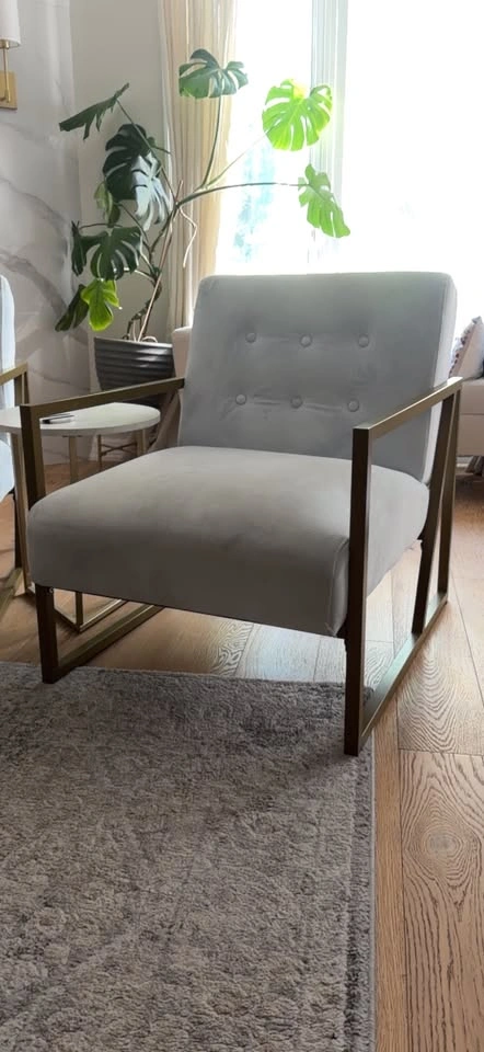 2 x Light blue Armchair with Gold Metal Frame - photo 3