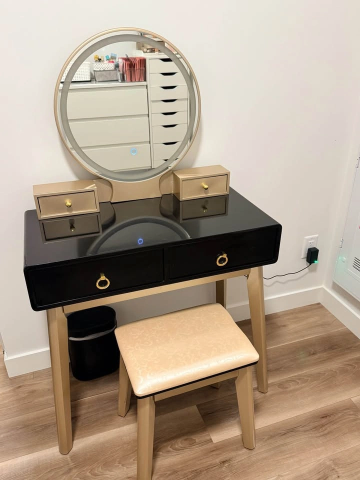 Makeup Vanity Desk + Stool with 3 Lighting Options - photo 3