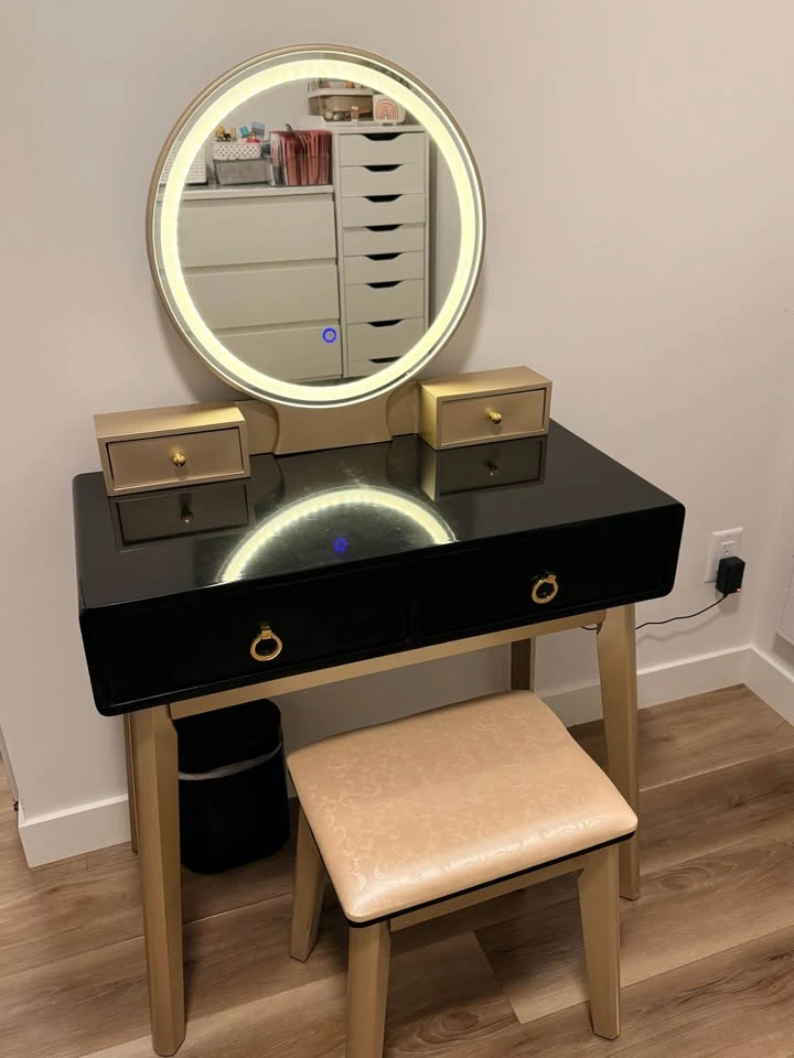 Makeup Vanity Desk + Stool with 3 Lighting Options - photo 4