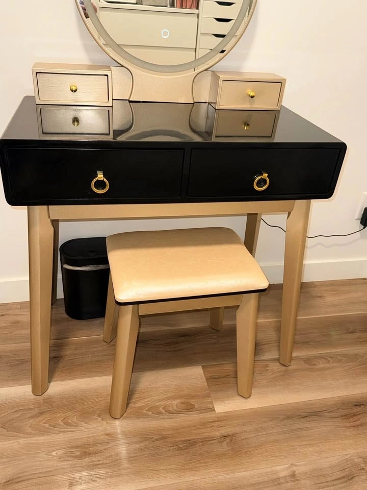 Makeup Vanity Desk + Stool with 3 Lighting Options - photo 5