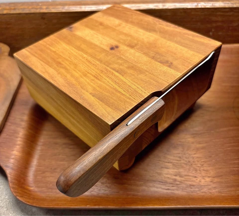 Vintage Small Mid-Century Magnetic Cheese Board & Cleaver
