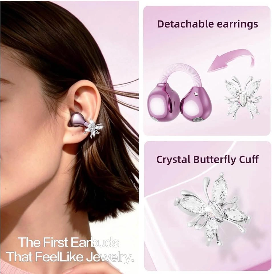 (New)Open Ear Clip On Earbuds with Heart Design - photo 3