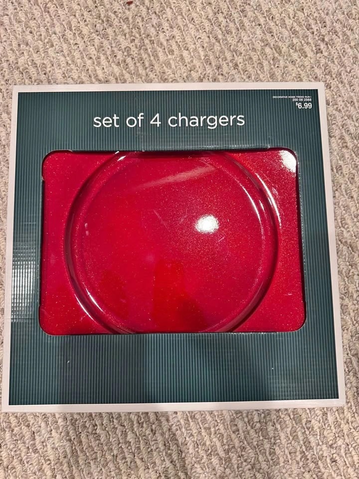 Brand New Set of 4 Red Charger Plates