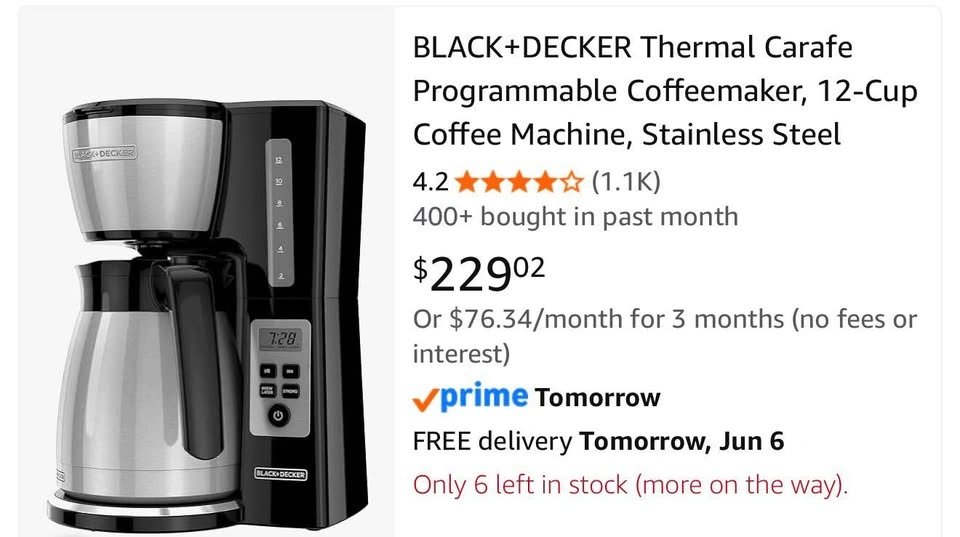 BLACK+DECKER 12-Cup Thermal Carafe Coffee Machine - photo 4