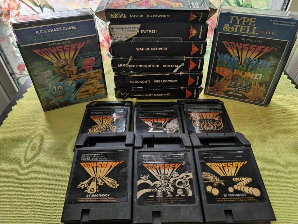 Magnavox Odyssey 2 Game Lot 14 Carts Type & Tell K.C. Munchkin