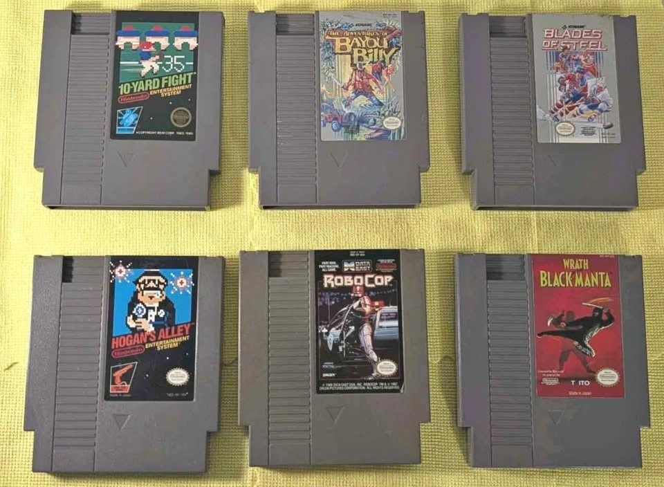 6 NES Game Lot - RoboCop, 5-Screw 10-Yard Fight & More