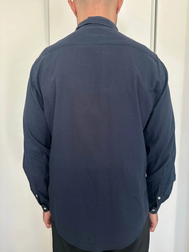 Zara Navy Relaxed Fit Long Sleeve Button Down Shirt - photo 2