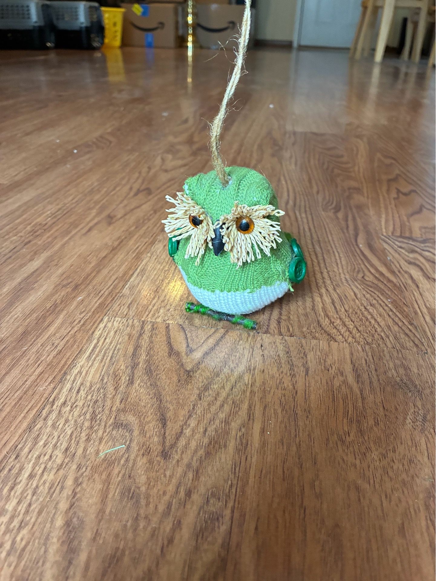 Adorable Green & White Bird Ornament