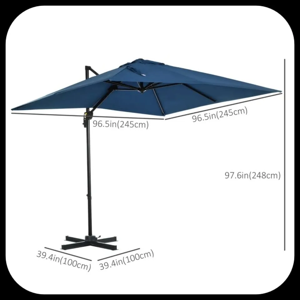 OUTSUNNY || 8’ x 8’ Square Patio Hanging Offset Umbrella image indicator(2)